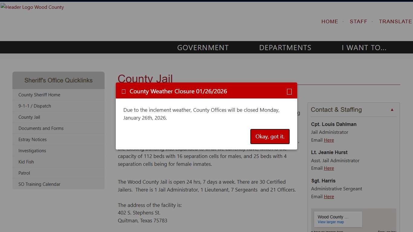 County Jail Wood County, Texas