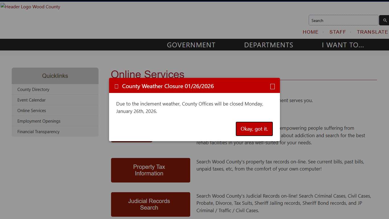 Online Services Wood County, Texas